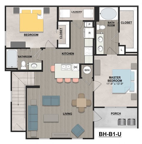 a floor plan of a home with a bedroom and a living room